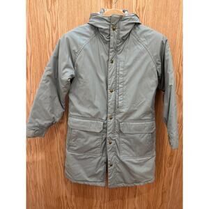 Vintage Woolrich Woman Winter Coat Parka Wool Loned Light Blue Hood Small